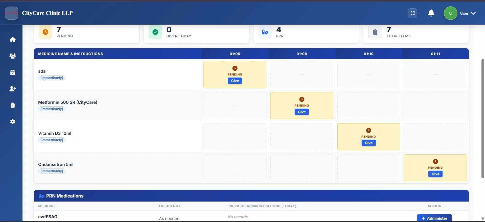 Medication Administration Record MAR flowsheet and IPD nursing orders interface