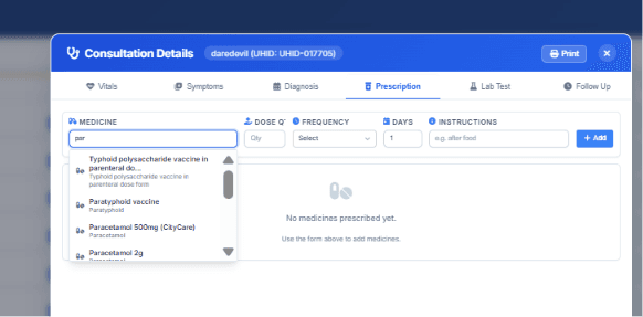 Digital prescription writing interface